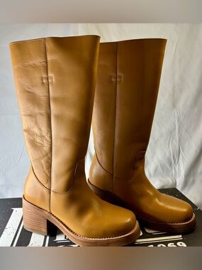 dingo Tall Leather Over-The-Knee Boots in Cognac